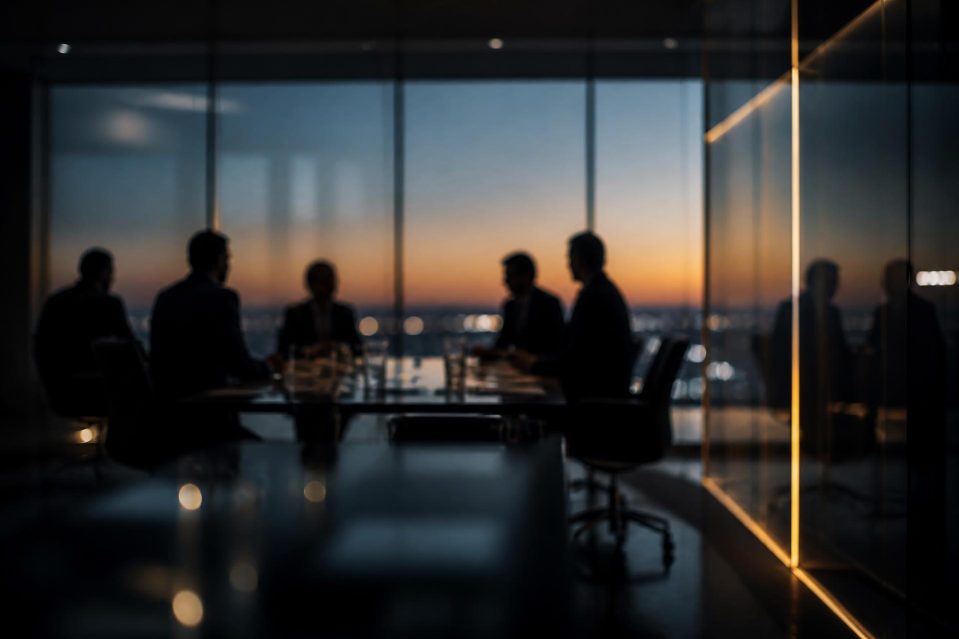 Executive leadership strategy session at dusk